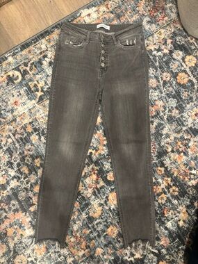 Flying Monkey Women's Skinny Button-Fly Washed Gray Jeans